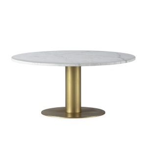 Masa de cafea alba/aurie din marmura 90 cm Holden Thai Natura
