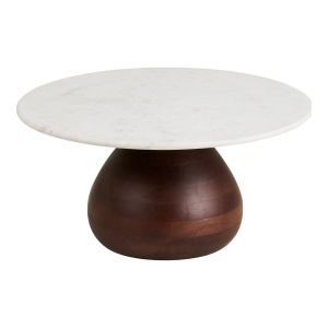 Masa de cafea alba/maro din lemn 70 cm Heide House Nordic