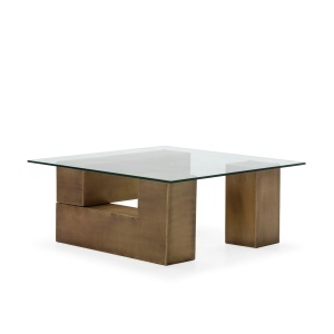 Masa de cafea din metal maro alama 90x90 cm Jacob Thai Natura