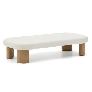 Masa de cafea exterior alba/maro din ciment 70x140 cm Labra Kave Home