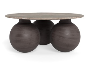 Masa de cafea gri/maro din marmura 95 cm Konya Quiet Object