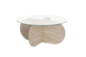 Masa de cafea maro deschis/transparenta din sticla 75 cm Aeris Nordure