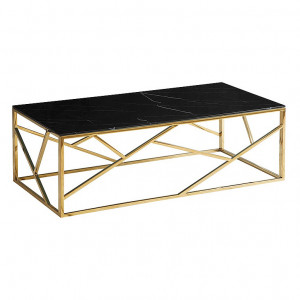 Masa de cafea neagra/aurie din sticla si inox 60x120 cm Escada A II Signal Meble