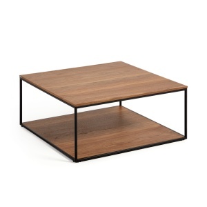Masa de cafea neagra/maro inchis din lemn 80x80 cm Yoana Kave Home