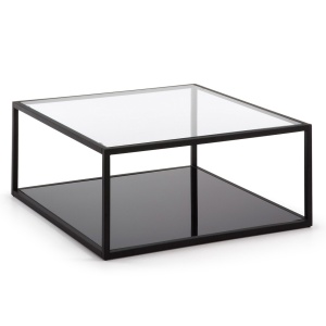 Masa de cafea transparenta/neagra din metal 80x80 cm Blackhill Kave Home