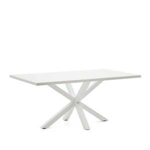 Masa dining alba din lemn si metal 100x180 cm Argo Kave Home
