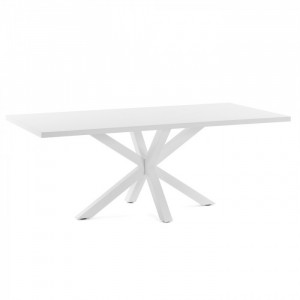 Masa dining alba din metal si MDF 160x100 cm Argo Kave Home