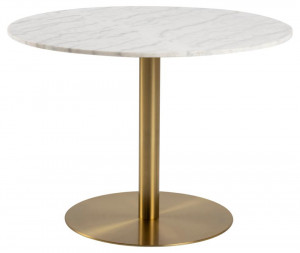 Masa dining alba/maro alama din marmura 105 cm Corby Quiet Object