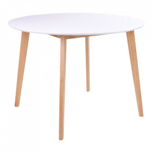 Masa dining alba/maro din lemn 105 cm Vojens House Nordic