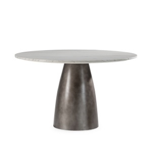 Masa dining alba/neagra din marmura 130 cm Amal The Home Collection