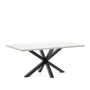 Masa dining alba/neagra din metal 100x180 cm Argo Kave Home
