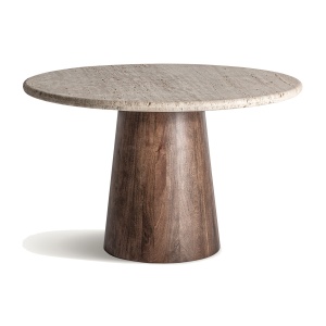 Masa dining bej/maro din lemn 130 cm Varzi Vical Home