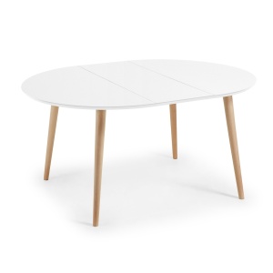 Masa dining extensibila alba din lemn 120(200) cm Oqui Kave Home