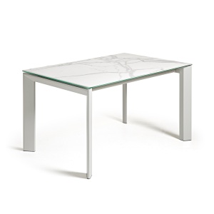 Masa dining extensibila alba din metal 90x(140)200 cm Axis Kalos Kave Home