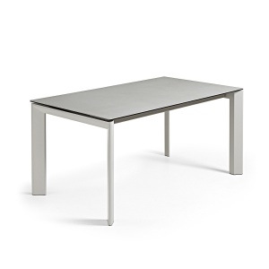 Masa dining extensibila alba/gri din metal 90x(160)220 cm Axis Hydra Lead Kave Home