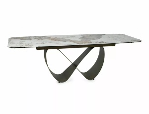 Masa dining extensibila alba/maro cupru din metal 95x160(236) cm Infinity The Home Collection