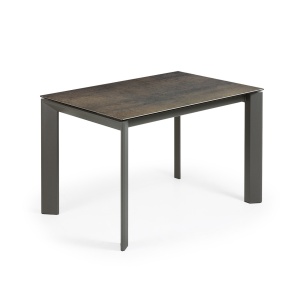 Masa dining extensibila maro din metal 80x(120)180 cm Axis Iron Moss Kave Home
