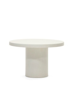 Masa dining exterior alba din ciment 120 cm Aiguablava Kave Home