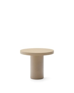Masa dining exterior bej din ciment 90 cm Aiguablava Kave Home