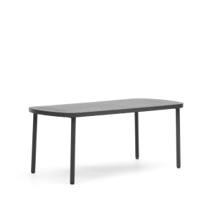 Masa dining exterior gri din metal 90x180 cm Joncols Kave Home