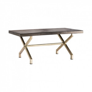 Masa dining maro/aurie din lemn si metal 92x180 cm Kraj Vical Home
