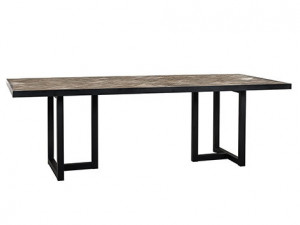 Masa dining maro/neagra din lemn si metal 100x200 cm Herringbone Richmond Interiors