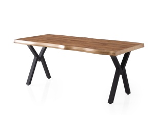 Masa dining maro nuc/neagra din metal 80x180 cm Gala The Home Collection