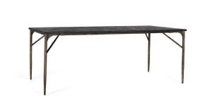 Masa dining neagra/aurie din lemn 100x200 cm Simple Giner y Colomer