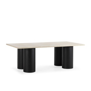 Masa dining neagra/crem din piatra 110x220 cm Orland Thai Natura