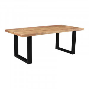 Masa dining neagra/maro din lemn si metal 100x220 cm Zeth LABEL51