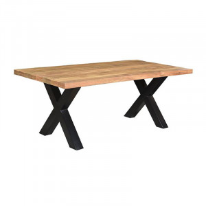 Masa dining neagra/maro din lemn si metal 100x240 cm Zino LABEL51