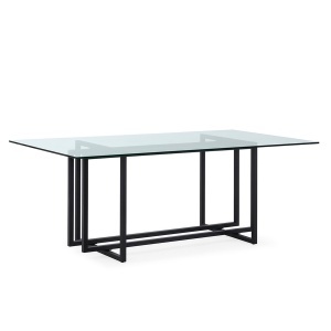 Masa dining neagra/ transparenta din sticla 100x190 cm Kelly Thai Natura
