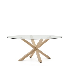 Masa dining transparenta/maro din metal 100x200 cm Argo Oval Kave Home