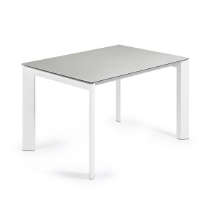 Masa extensibila alba din ceramica 80x120(180) cm Axis Hydra Lead Kave Home