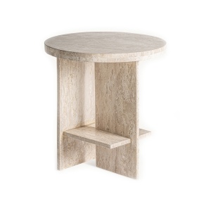 Masa laterala bej din piatra 50 cm Thiennes Vical Home