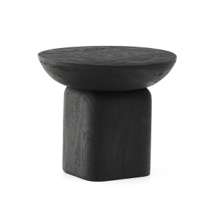 Masa laterala neagra din lemn 50 cm Ovak Kave Home