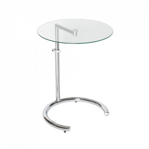 Masuta ajustabila argintie din sticla si metal 45 cm Effect Invicta Interior