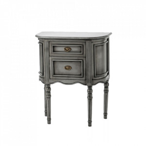 Noptiera argintie din lemn si MDF Medaillon Metal Amadeus