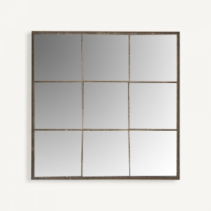 Oglinda patrata gri din metal 100x100 cm Kairel Vical Home