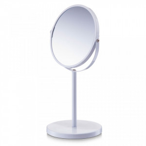 Oglinda rotunda de masa alba din metal 15x35 cm Make-Up White Zeller
