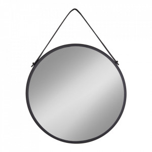 Oglinda rotunda neagra din metal 60 cm Trapani House Nordic