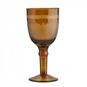 Pahar pentru vin maro chihlimbar din sticla 8x17 cm Rovion Madam Stoltz