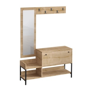 Pantofar si cuier cu oglinda maro Nonso The Home Collection