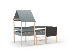 Pat alb/kaki din lemn 90x190 cm Mint The Home Collection
