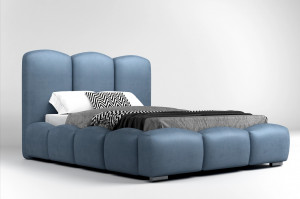 Pat albastru deschis din catifea 200x200 cm Honor FURPOL