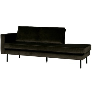 Pat de zi verde inchis din catifea 203 cm Rodeo Left Woood