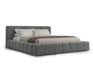 Pat gri din catifea 140x200 cm Berg FURPOL