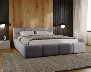 Pat gri platinat din catifea 120x200 cm Orso FURPOL