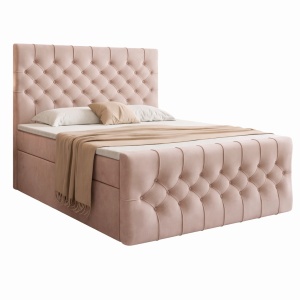 Pat roz din catifea 200x200 cm Kosta Boxspring FURPOL