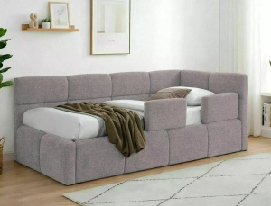 Pat roz pudra din textil 90x200 cm Emma The Home Collection